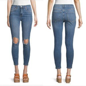Free People Busted Ripped Knees Skinny Jeans Sz 25  distressed Medium Wash
